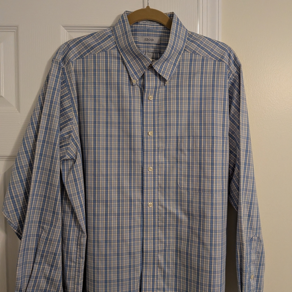 IZOD Men's Blue Plaid Shirt